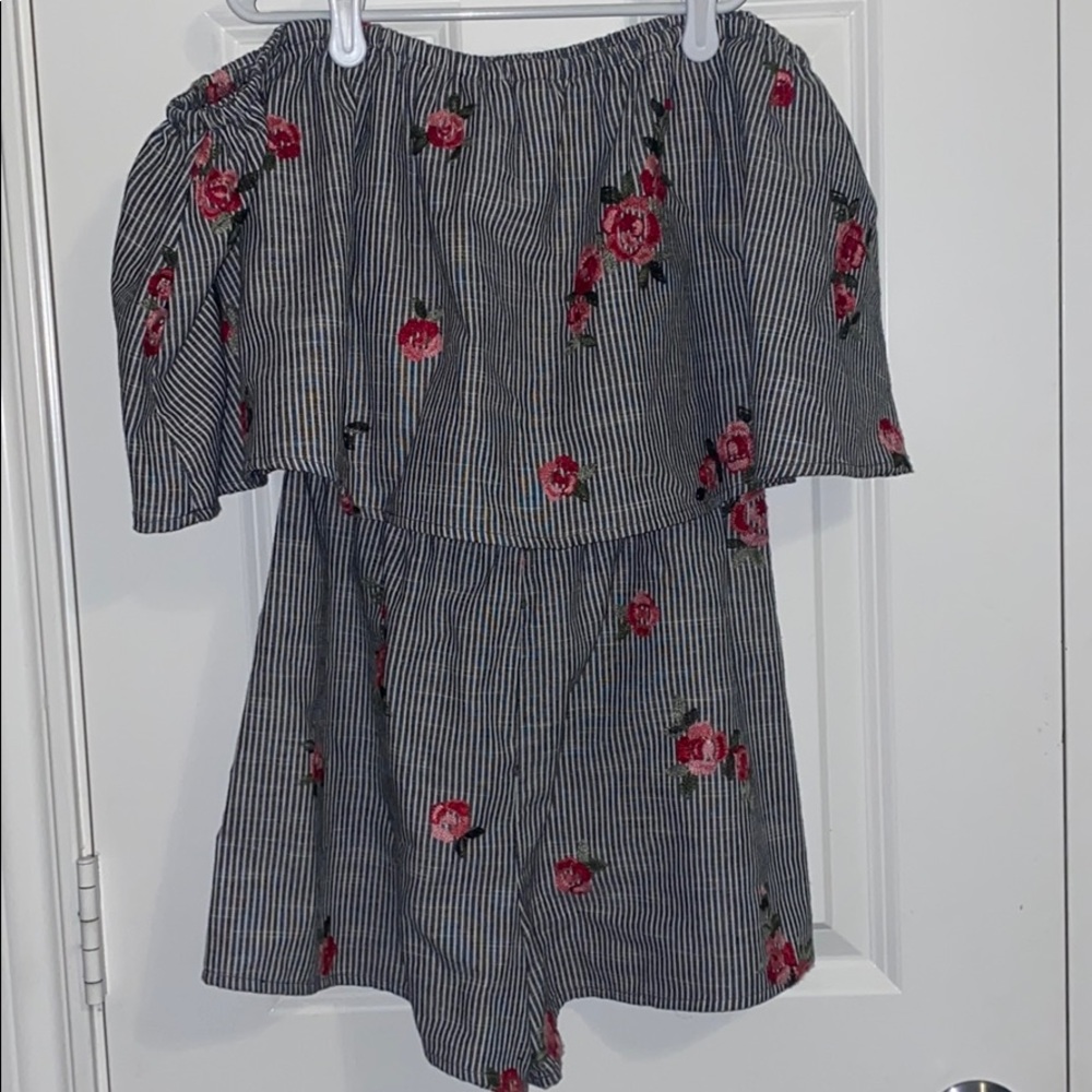 Striped floral romper